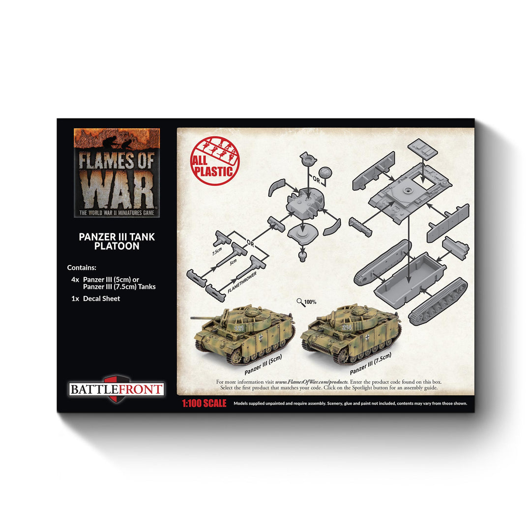 Flames of War: Panzer III Platoon (x4 Plastic) (GBX195)