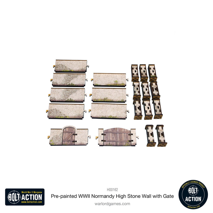 Bolt Action: Pre-painted WWII Normandy High Stone Wall with Gate