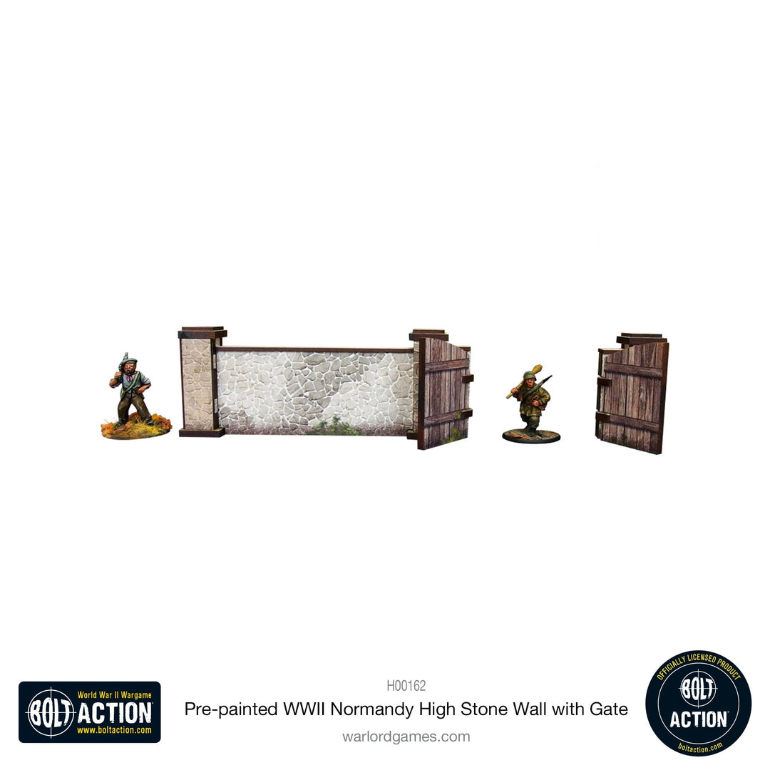 Bolt Action: Pre-painted WWII Normandy High Stone Wall with Gate