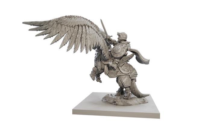 Kings of War: Halfling Muster Captain on Winged Aralez