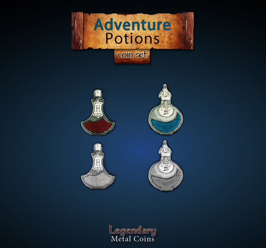 Legendary Metal Coins - Adventure Potion Tokens (Drawlab)