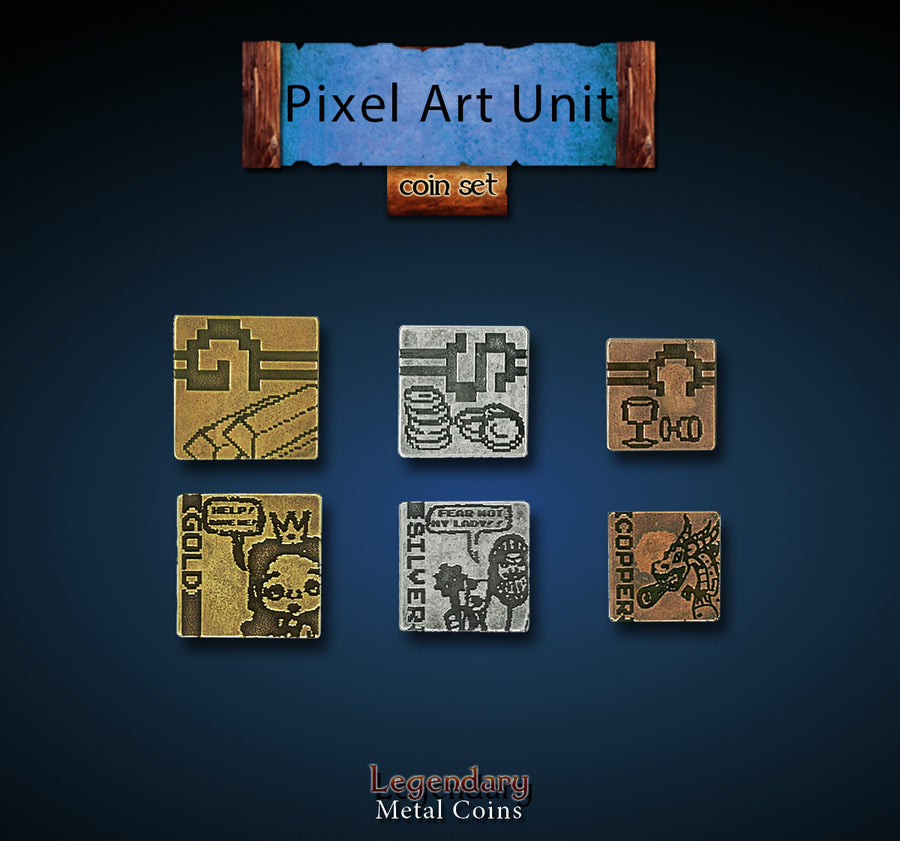 Legendary Metal Coins - Pixel Art (Drawlab)