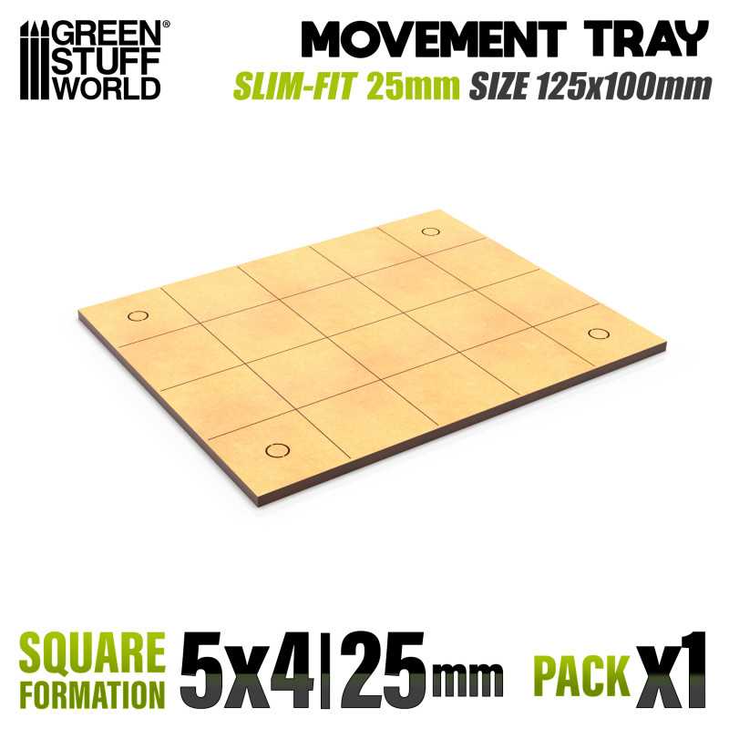 MDF Movement Trays 25mm - Slimfit Square 125x100mm (5x4) (Green Stuff World)