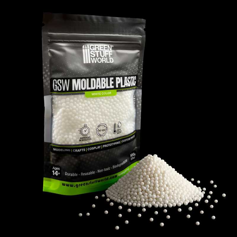 Moldable thermoplastic beads - White 100g (Green Stuff World)