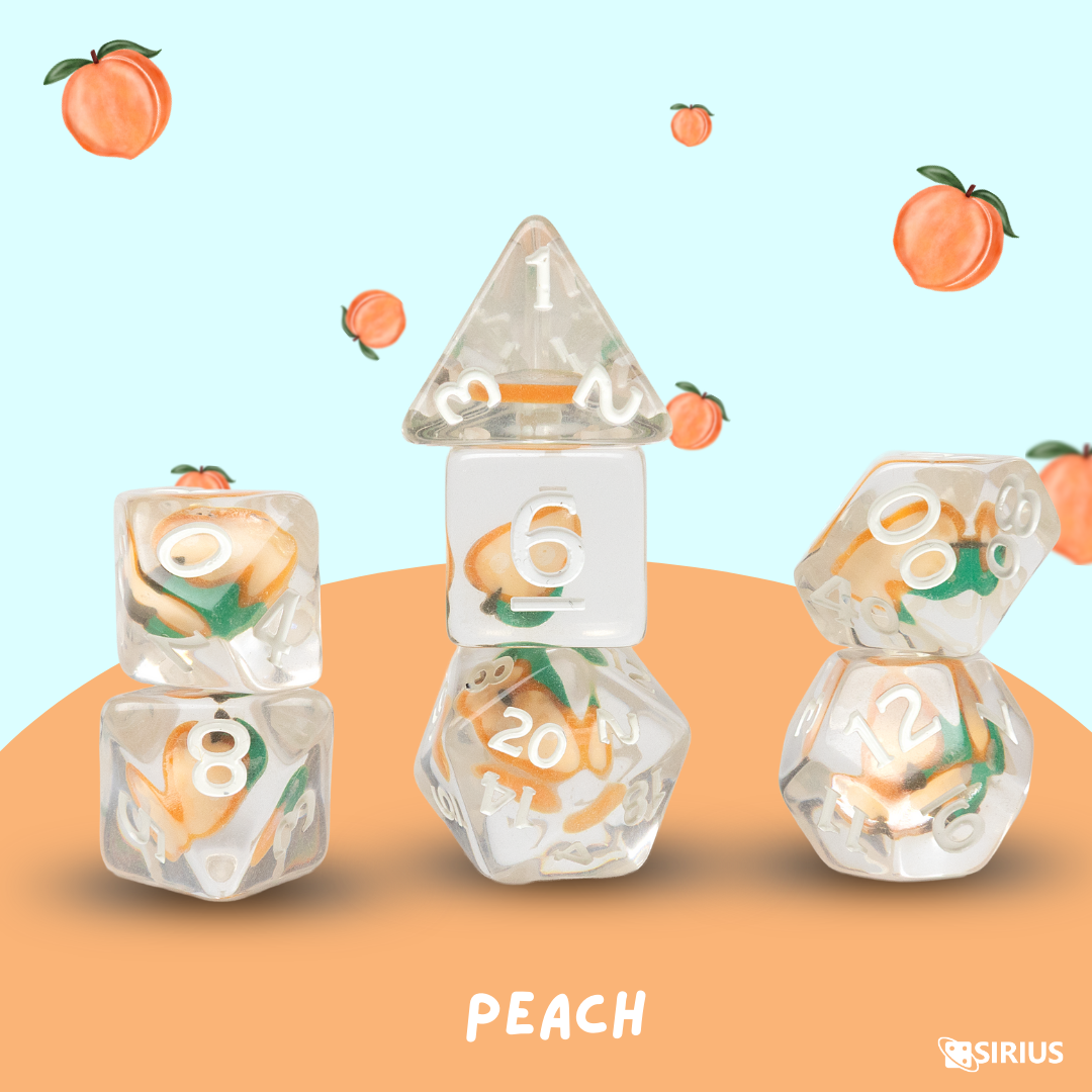 Fruit Slice Dice Set - Peach (Sirius Dice)