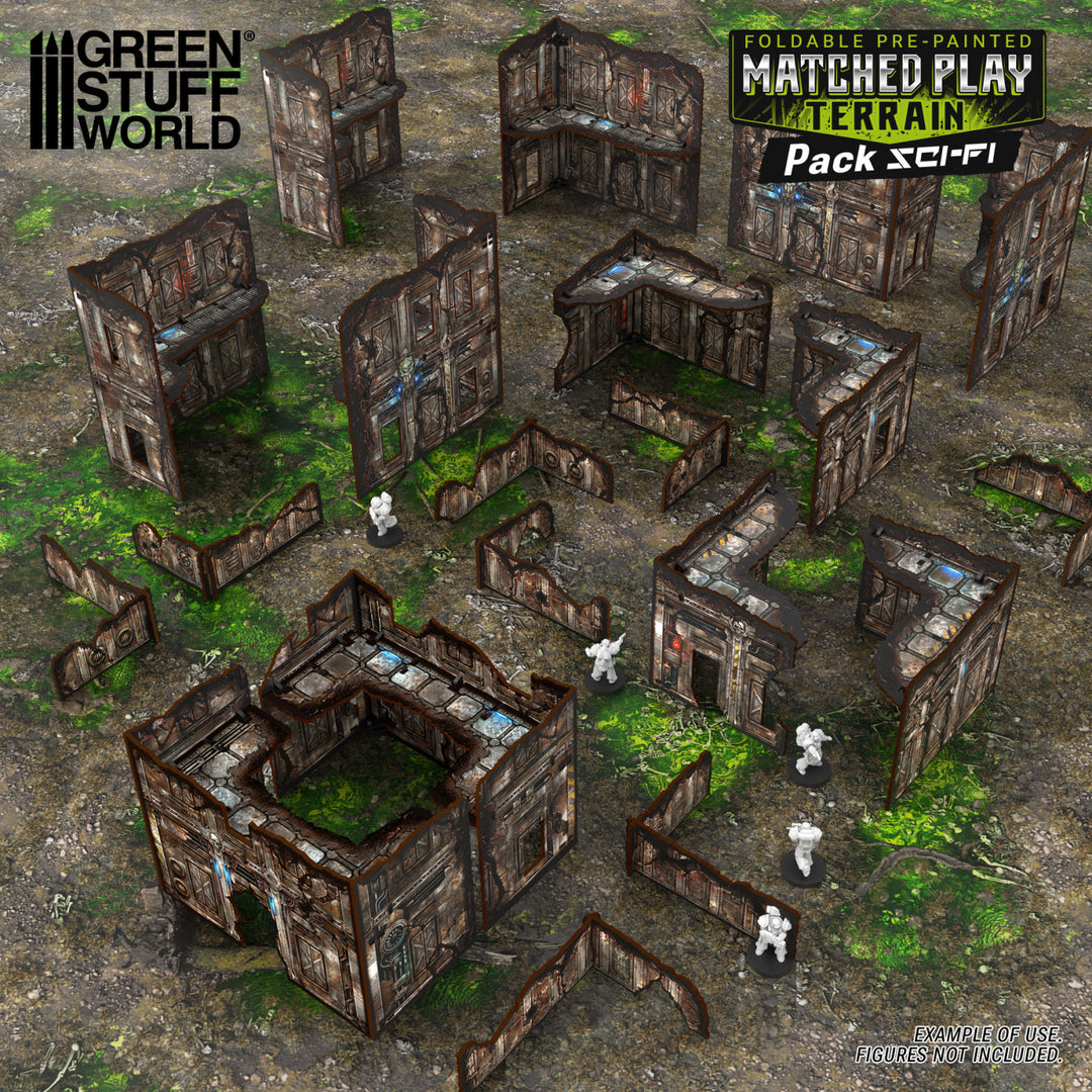 Pre-Painted Foldable Matched Play terrain pack - Sci-fi (Green Stuff World)