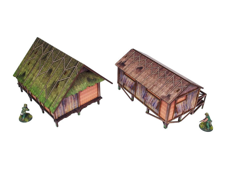 Pre-Painted WW2 Pacific Jungle Huts (2)