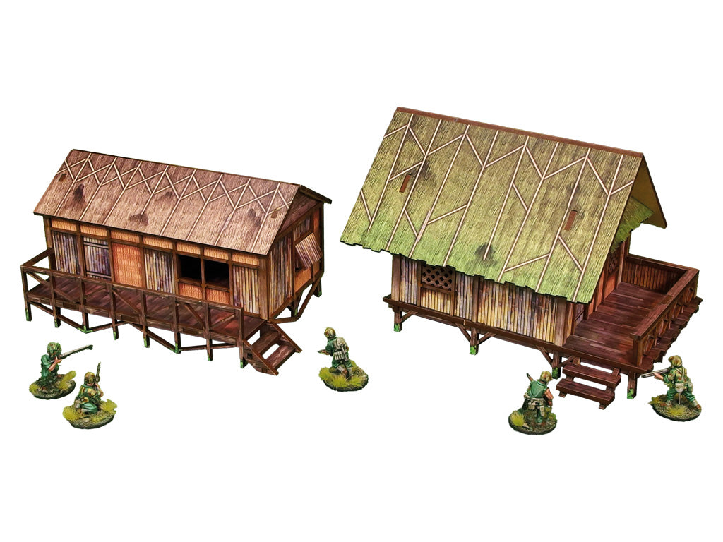 Pre-Painted WW2 Pacific Jungle Huts (2)