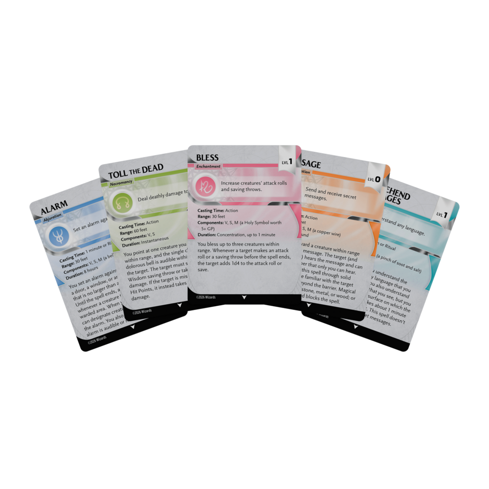 Dungeons & Dragons (5th Edition) - Spell Reference Cards: Levels 0–1