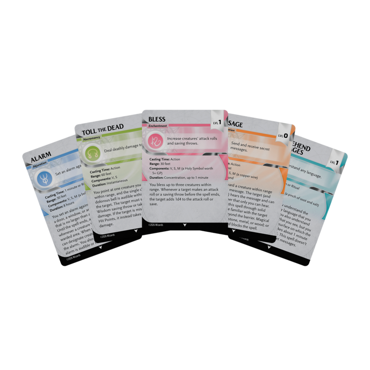 Dungeons & Dragons (5th Edition) - Spell Reference Cards: Levels 0–1