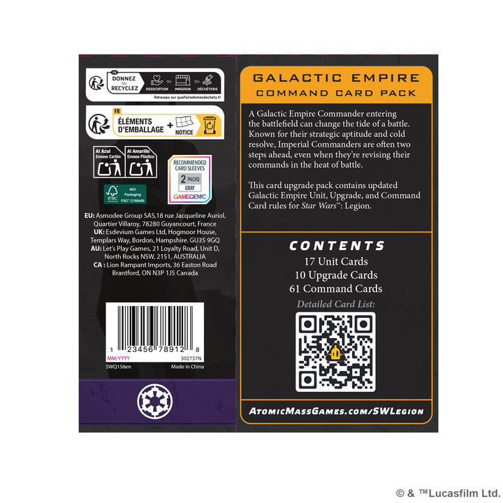 Star Wars: Legion - Galactic Empire Command Card Pack