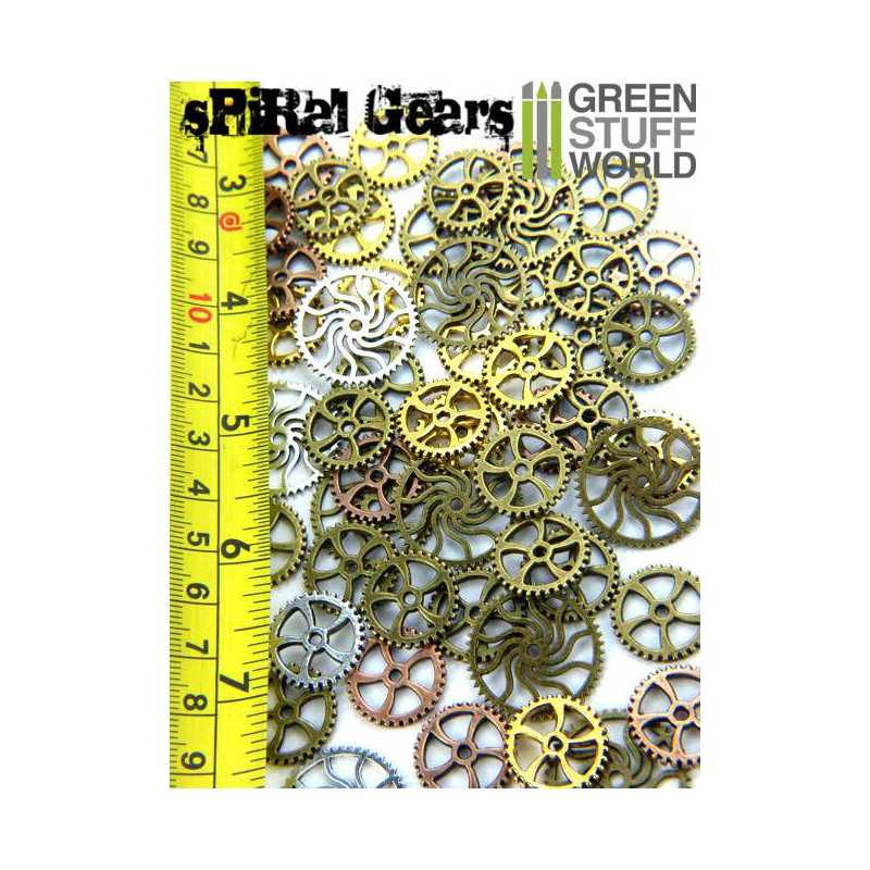 SteamPunk SPIRAL GEARS and COGS Beads 85gr (Green Stuff World)