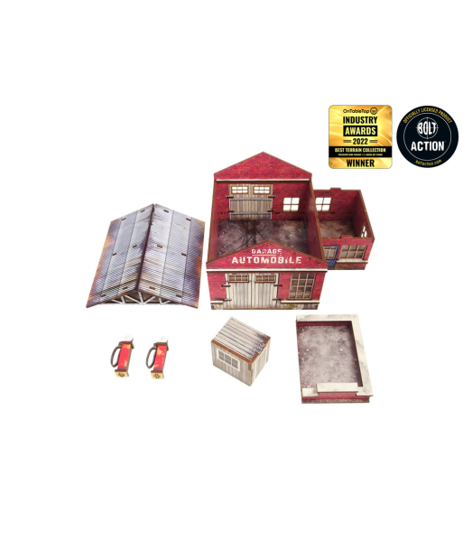 WW2 Normandy Garage w. Petrol Station (28mm) (Micro Art Studio)