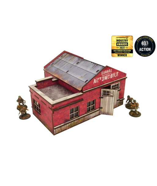 WW2 Normandy Garage w. Petrol Station (28mm) (Micro Art Studio)
