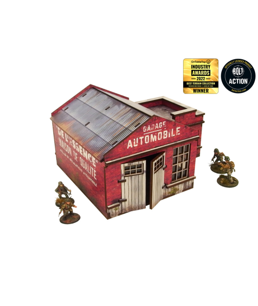 WW2 Normandy Garage w. Petrol Station (28mm) (Micro Art Studio)