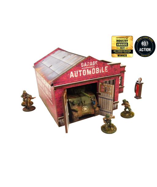WW2 Normandy Garage w. Petrol Station (28mm) (Micro Art Studio)