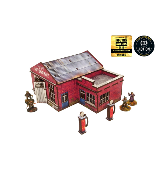 WW2 Normandy Garage w. Petrol Station (28mm) (Micro Art Studio)