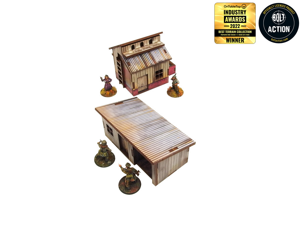 WW2 Normandy Small Sheds w. Dovecote Prepainted [28mm/1:56]