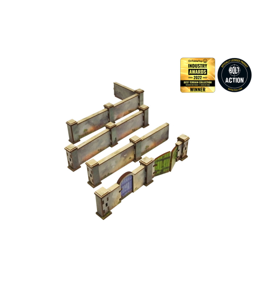 WW2 Normandy Wall w. Gate (high) (28mm) (Micro Art Studio)