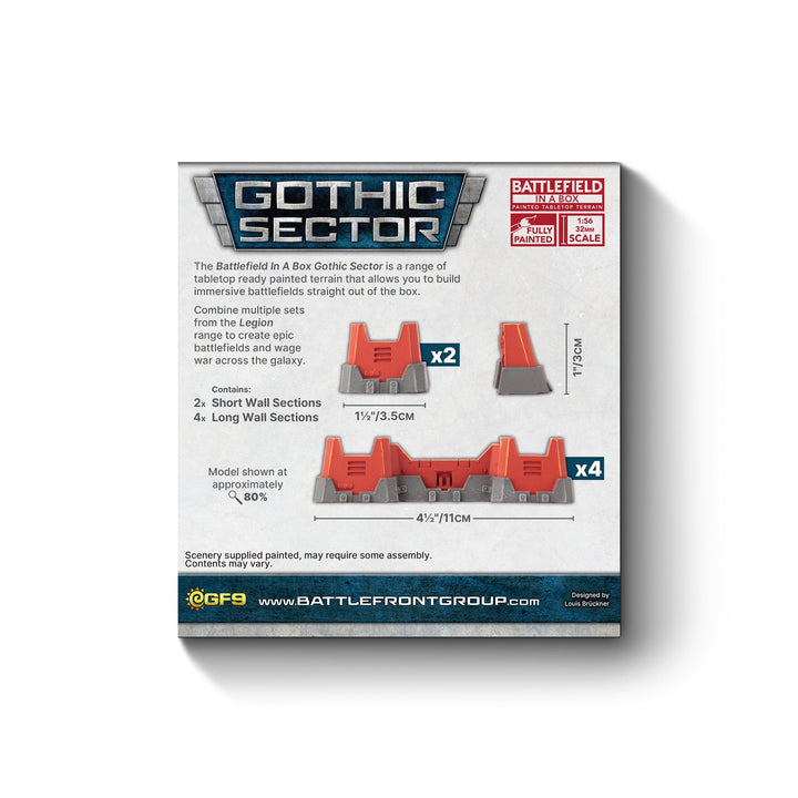 Battlefield in a Box: Gothic Sector - Legion Defensive Walls (Red) (BB718-B)