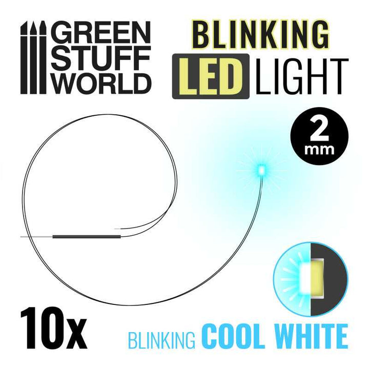 BLINKING LEDs - COOL WHITE - 2mm (Green Stuff World)