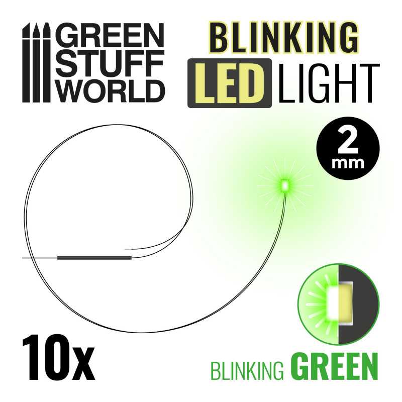 BLINKING LEDs - GREEN - 2mm (Green Stuff World)