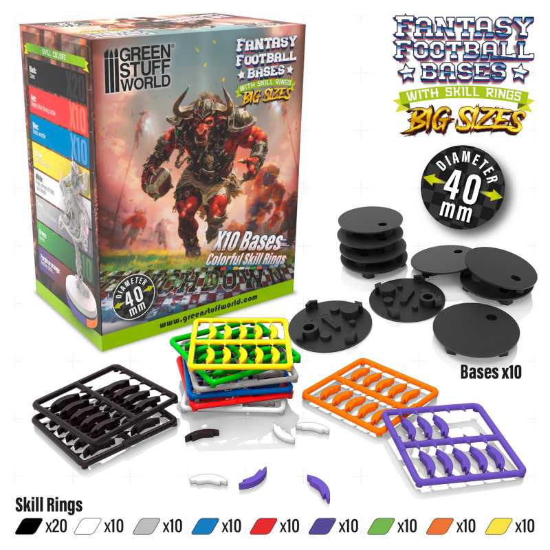 Blood Bowl Bases 40mm with Skill Rings (Green Stuff World)