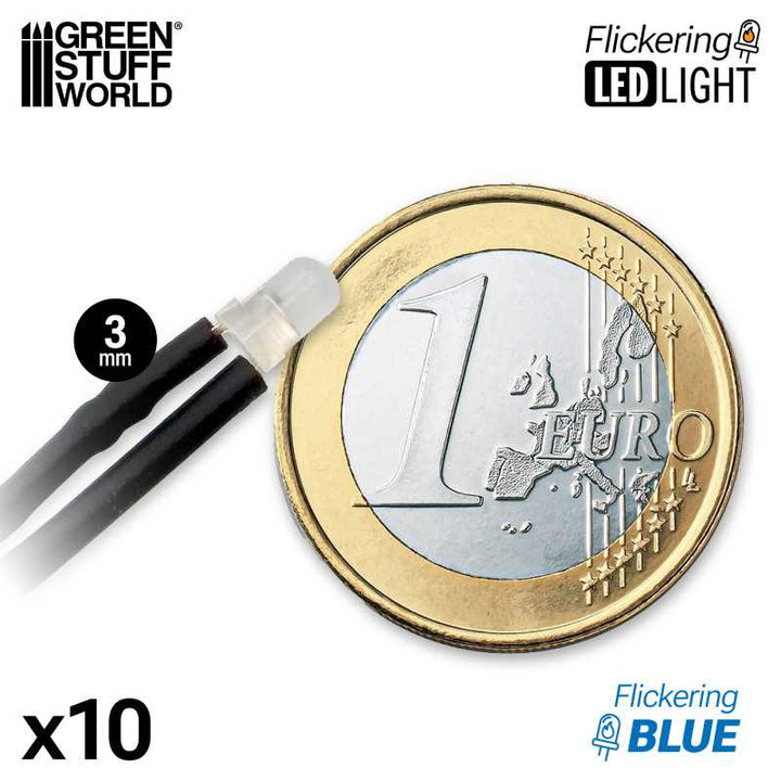 Blue Flickering LED Lights 3mm (Green Stuff World)
