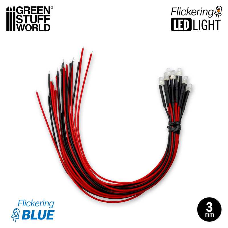 Blue Flickering LED Lights 3mm (Green Stuff World)