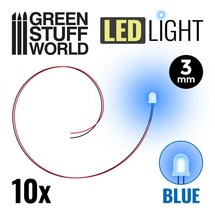 BLUE LED Lights - 3mm (Green Stuff World)