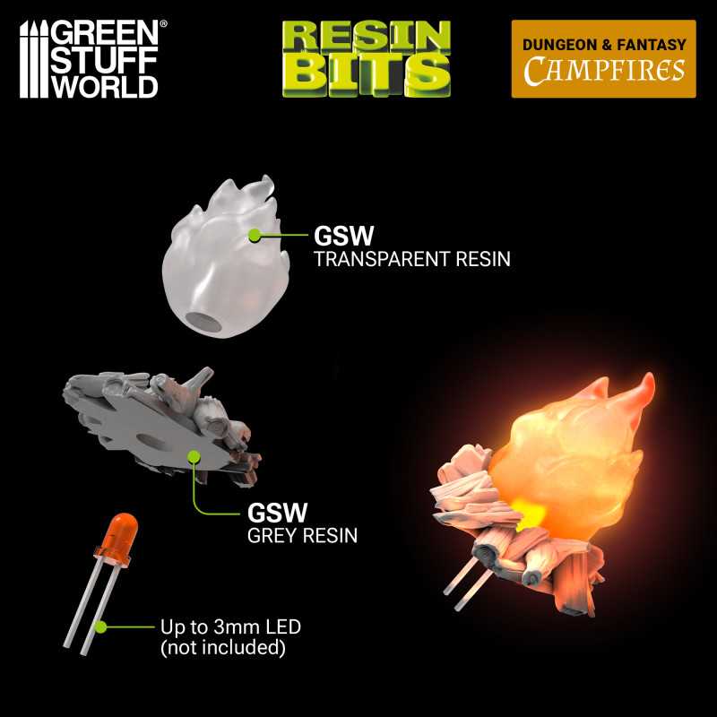 Campfires for 3mm LEDs 1:48-1-35 (Green Stuff World)