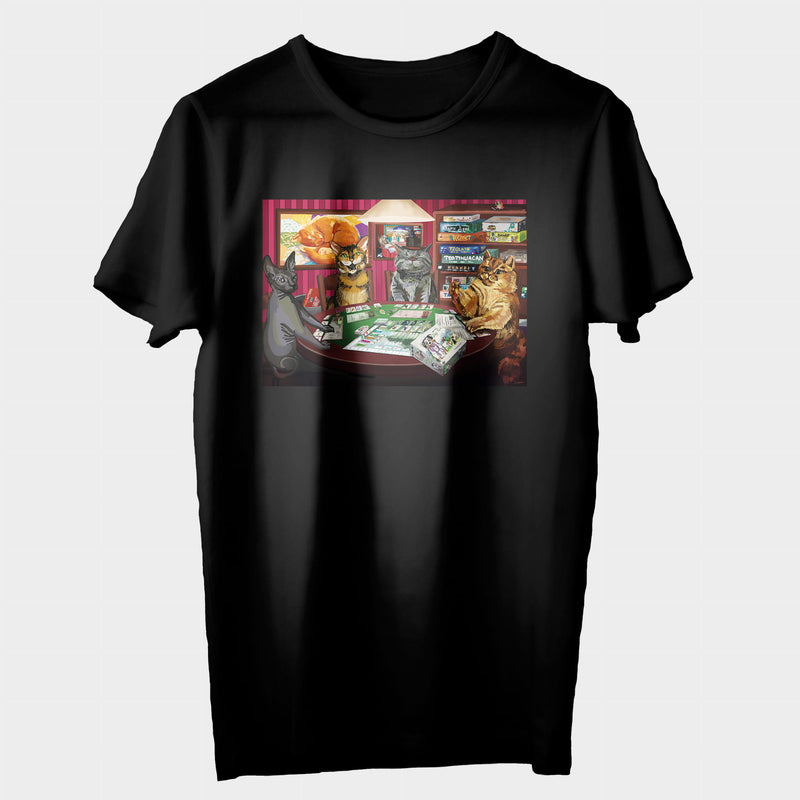 Mr. Meeple t-shirt: Cats Playing