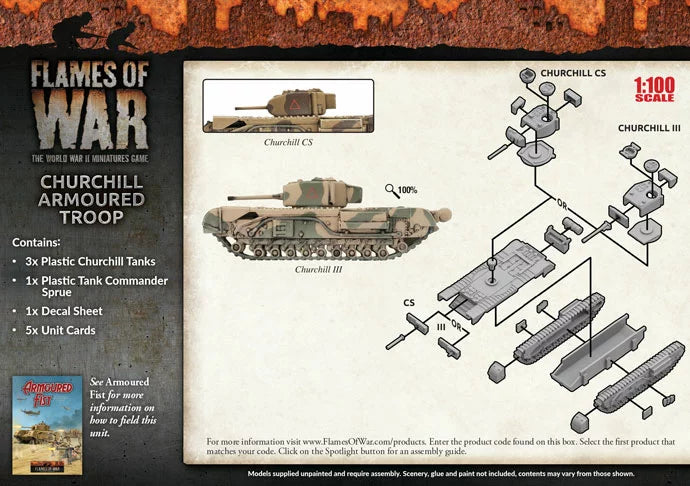 Flames of War: Churchill Armoured Troop (Mid War x3 Tanks Plastic) (BBX44)