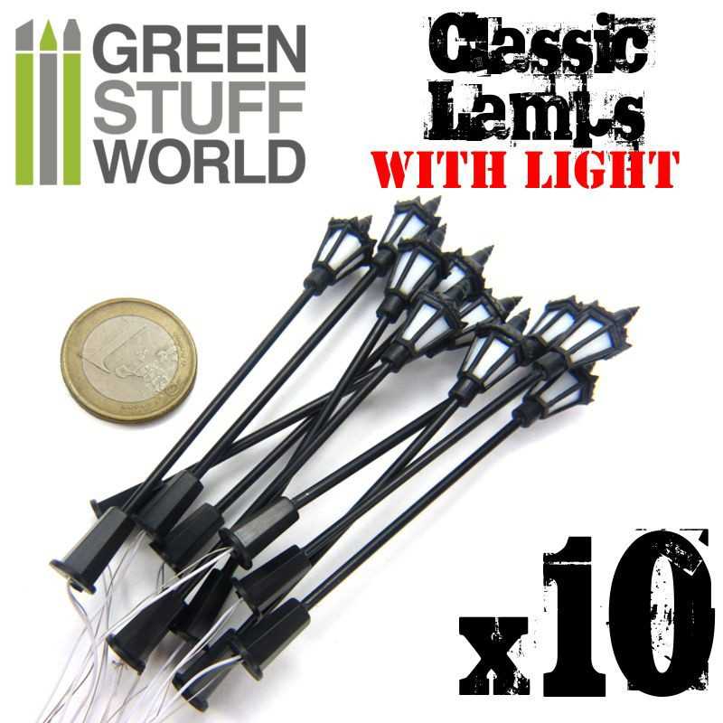 10x Classic Lamps with LED Lights (Green Stuff World)