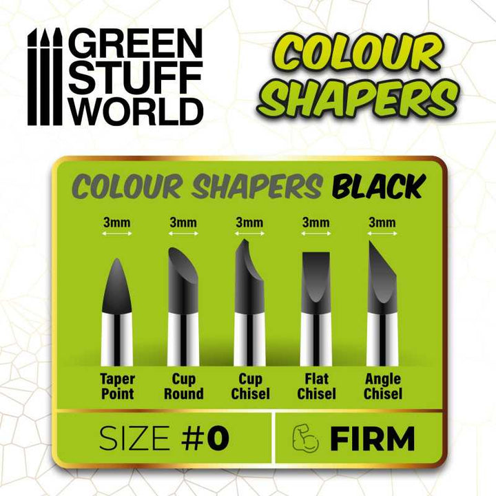 Clay Shapers - Color Shapers SIZE 0 - Black Firm (Green Stuff World)