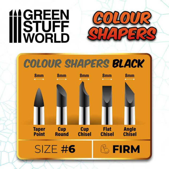 Clay Shapers - Color Shapers SIZE 6 - Black Firm (Green Stuff World)