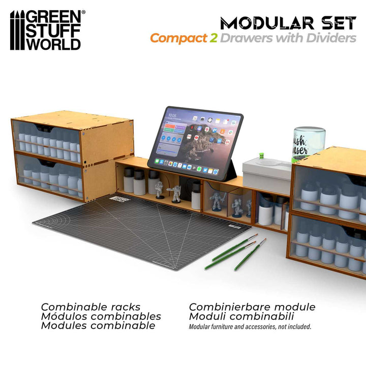 Compact Horizontal Organizer with 2 double drawers (Green Stuff World)