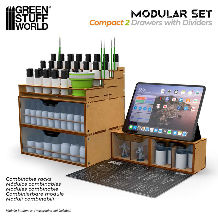 Compact Horizontal Organizer with 2 double drawers (Green Stuff World)