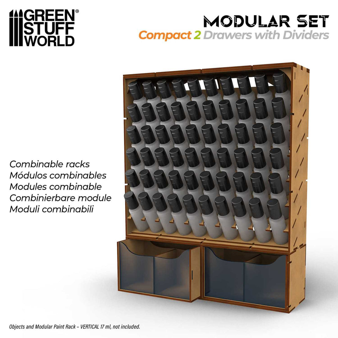 Compact Horizontal Organizer with 2 double drawers (Green Stuff World)