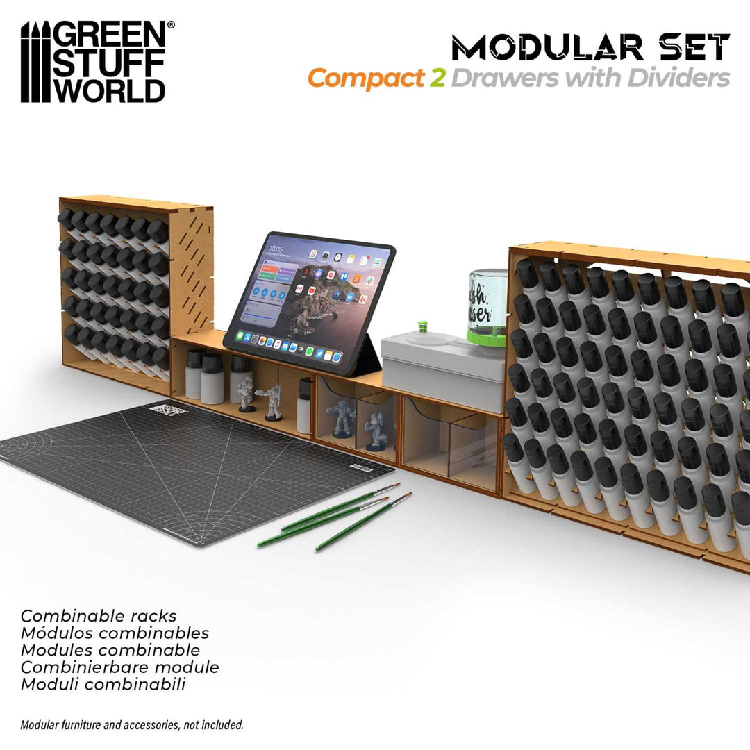 Compact Horizontal Organizer with 2 double drawers (Green Stuff World)