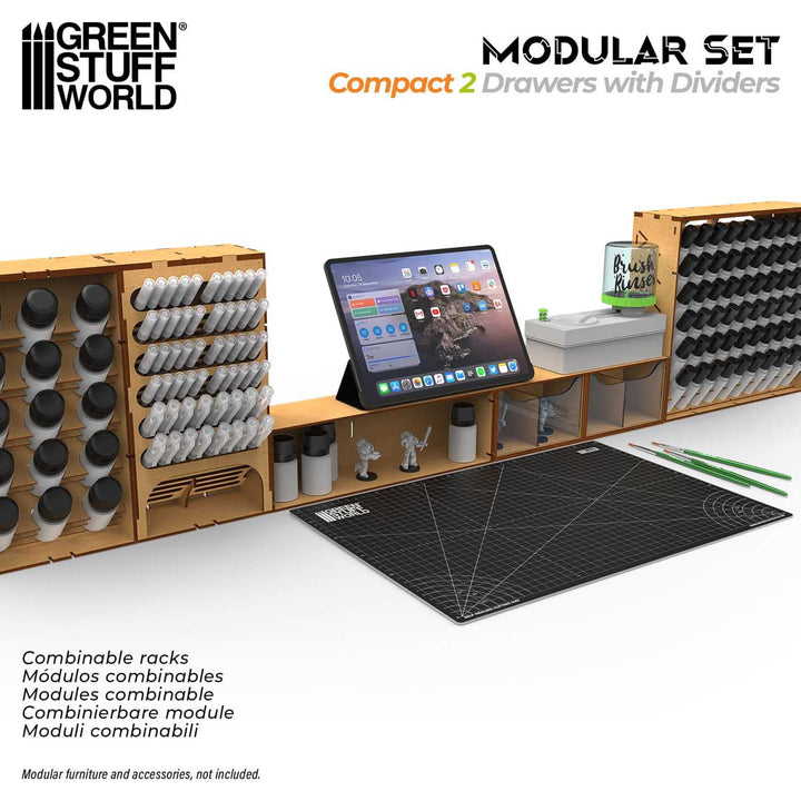 Compact Horizontal Organizer with 2 double drawers (Green Stuff World)
