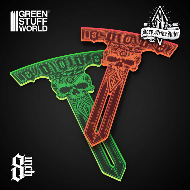 Deep Strike Ruler Template 8" - Fluor Green (Green Stuff World)