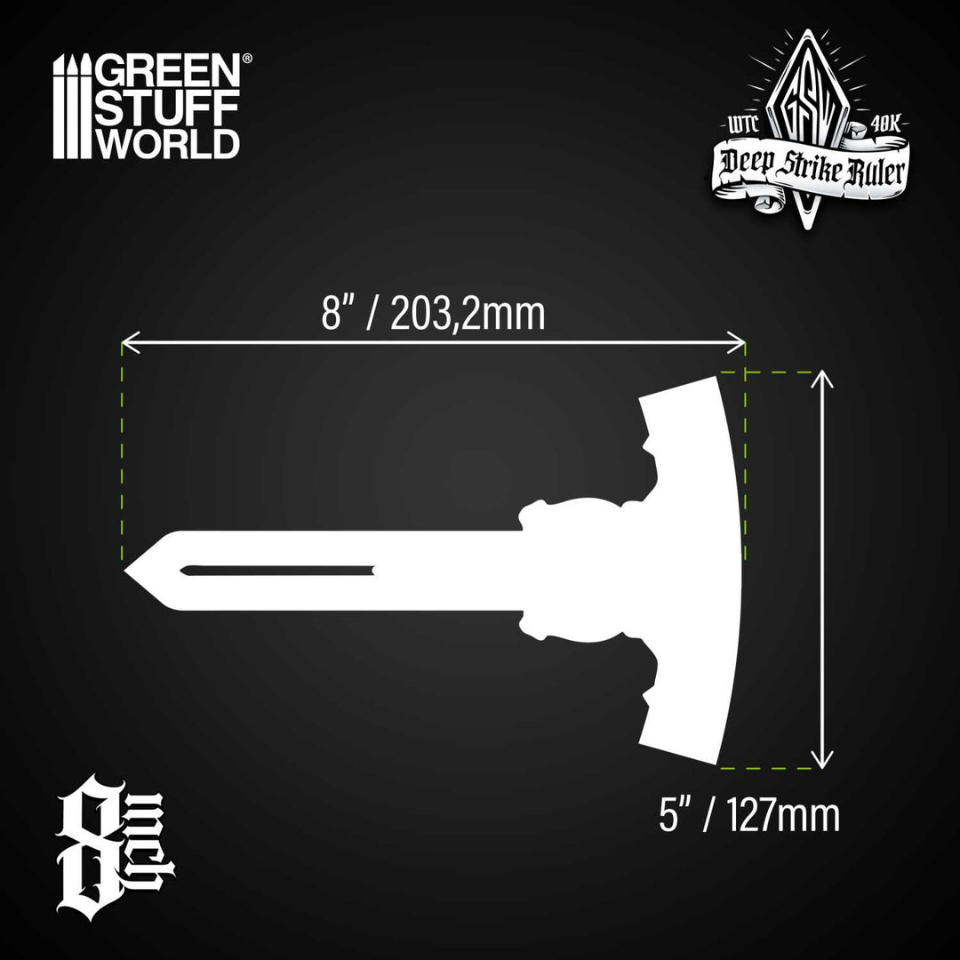 Deep Strike Ruler Template 8" - Fluor Green (Green Stuff World)