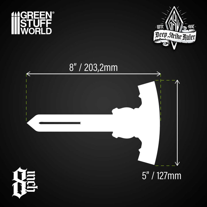 Deep Strike Ruler Template 8" - Fluor Green (Green Stuff World)