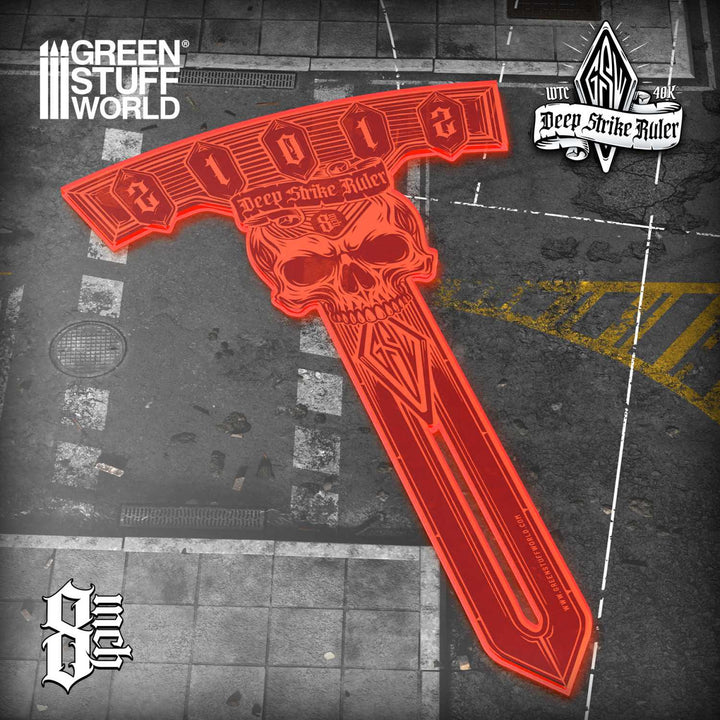 Deep Strike Ruler Template 8" - Fluor Orange (Green Stuff World)