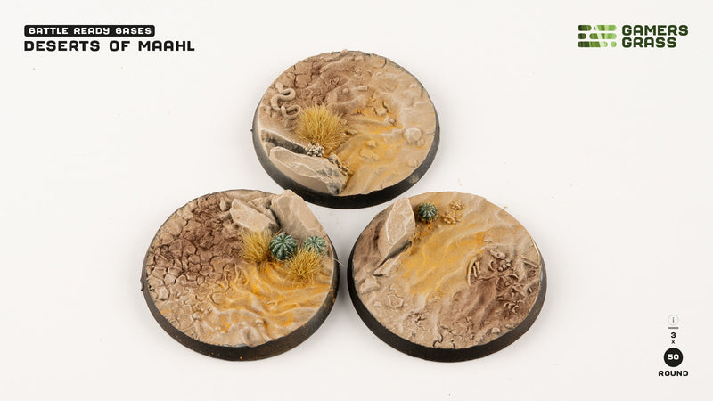 GamersGrass Deserts of Maahl Bases, Round 50mm (x3)