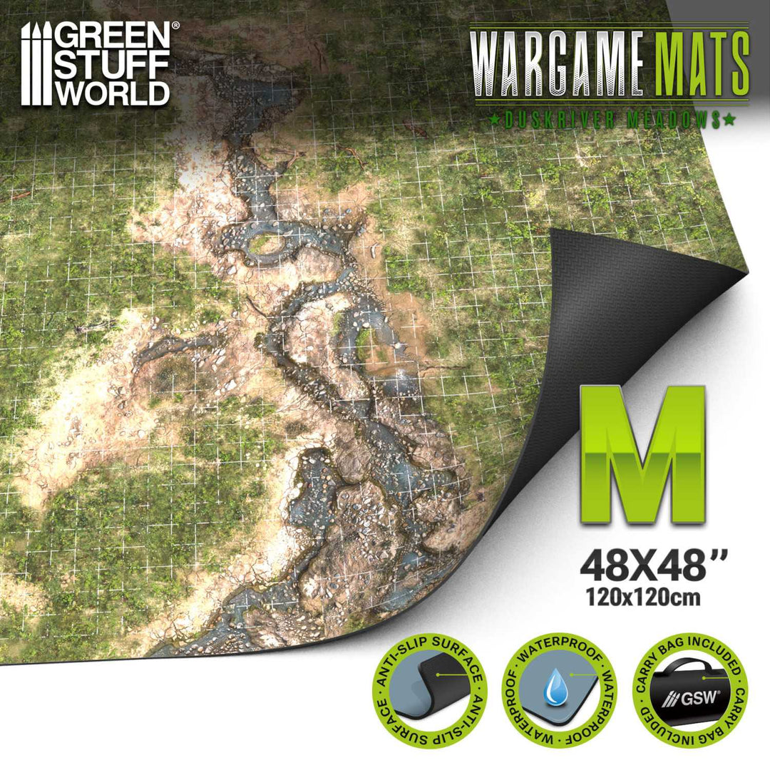 Dungeon Neoprene Mat with 1-inch grid 4x4' (120x120cm) Duskriver Meadows (Green Stuff World)