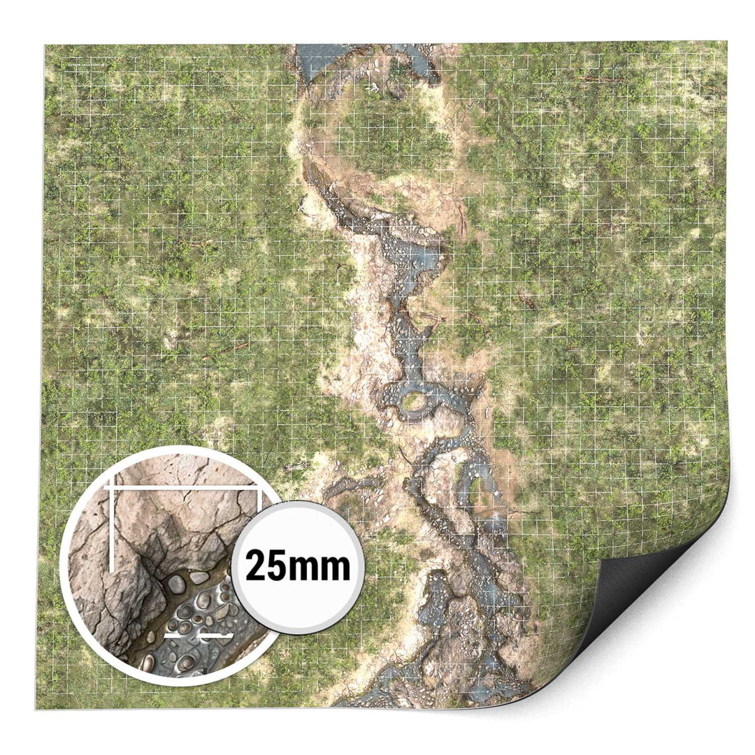 Dungeon Neoprene Mat with 1-inch grid 4x4' (120x120cm) Duskriver Meadows (Green Stuff World)