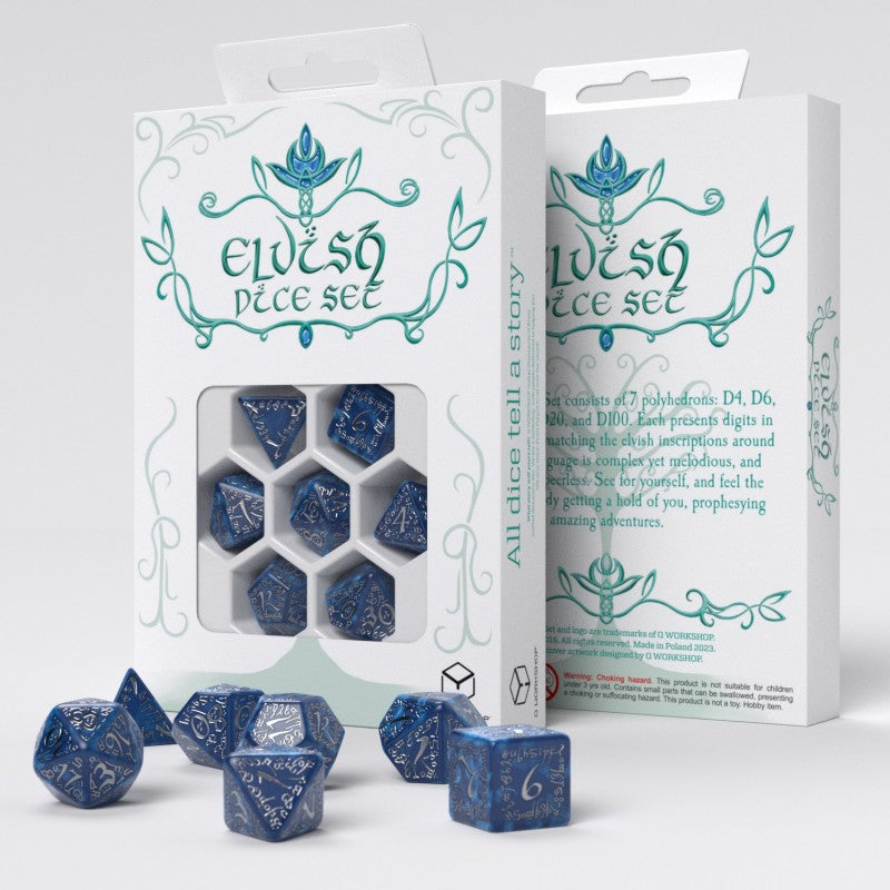 Elvish Cobalt & Silver Dice Set (Q-Workshop) (SELV10)