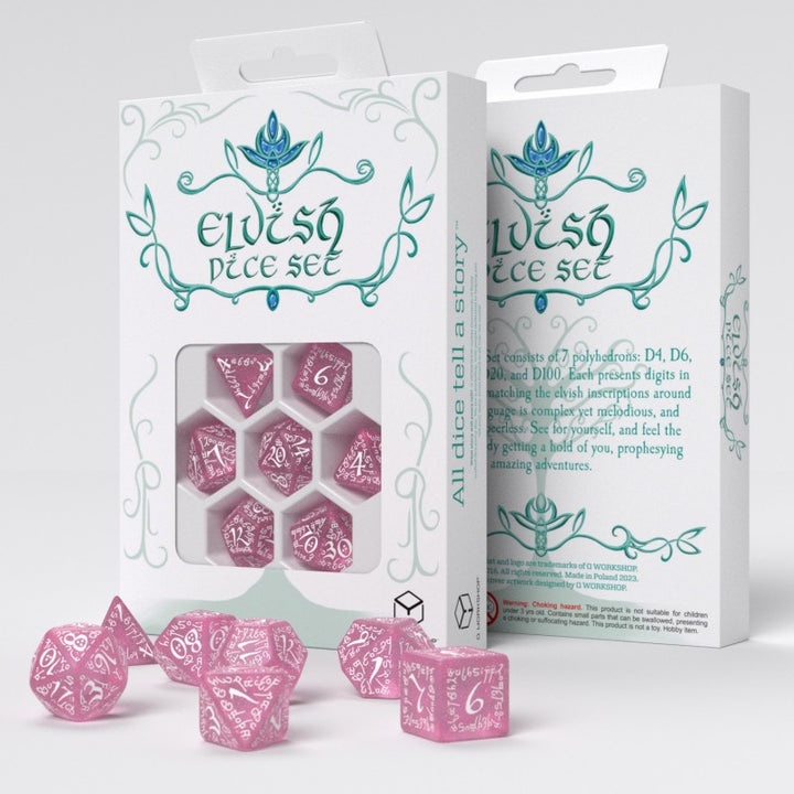 Elvish Shimmering pink & White Dice Set (Q-Workshop) (SELV11)